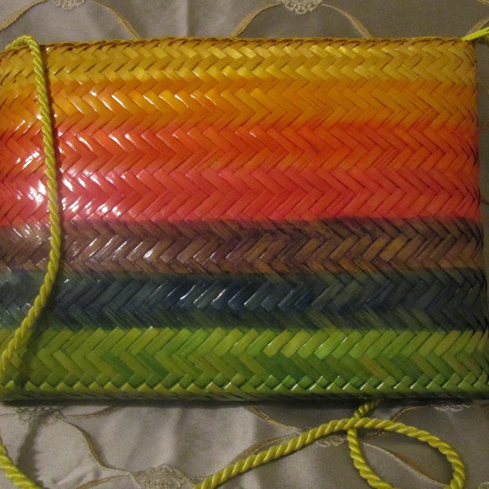 Multi Colored Straw Shoulder Bag